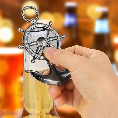 Vintage Nautical Anchor Ship Wheel Bottle Opener - Novel Metal Beer Opener for Bar, Kitchen, Beach,Sailing Gifts