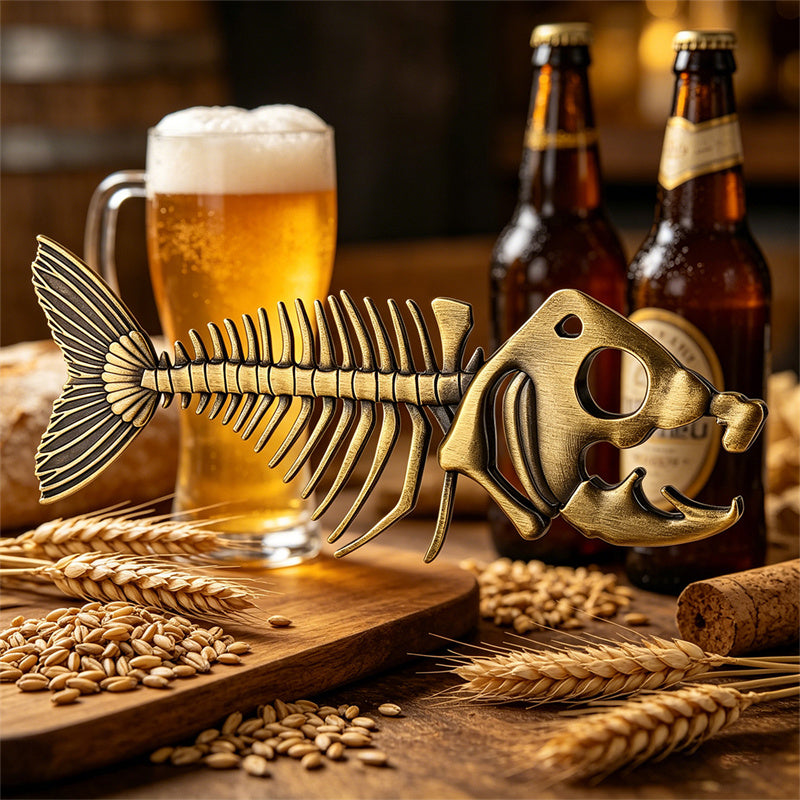 Vintage Fish Skeleton Beer Bottle Opener, Retro Metal Bar Tool for Home Bar & Gifts