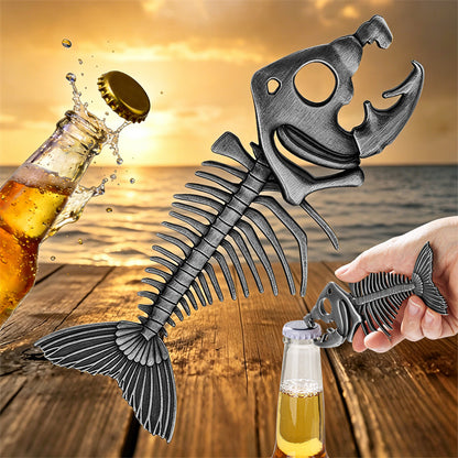 Vintage Fish Skeleton Beer Bottle Opener, Retro Metal Bar Tool for Home Bar & Gifts