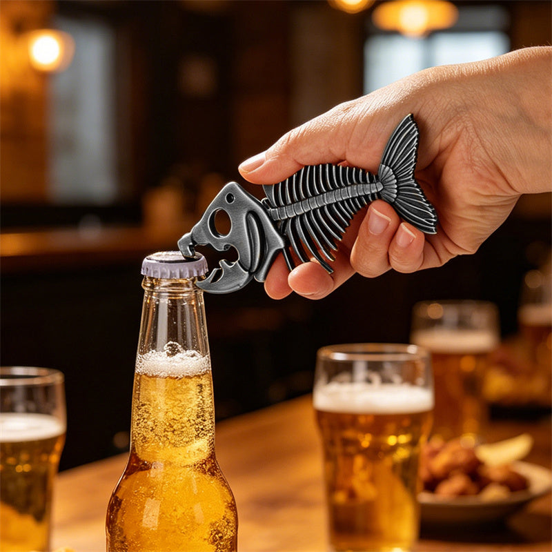Vintage Fish Skeleton Beer Bottle Opener, Retro Metal Bar Tool for Home Bar & Gifts