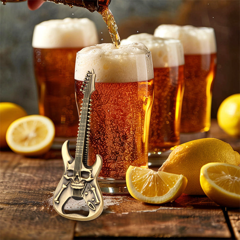 Novelty Skull Guitar Bottle Opener for Rock Music Lover Gifts
