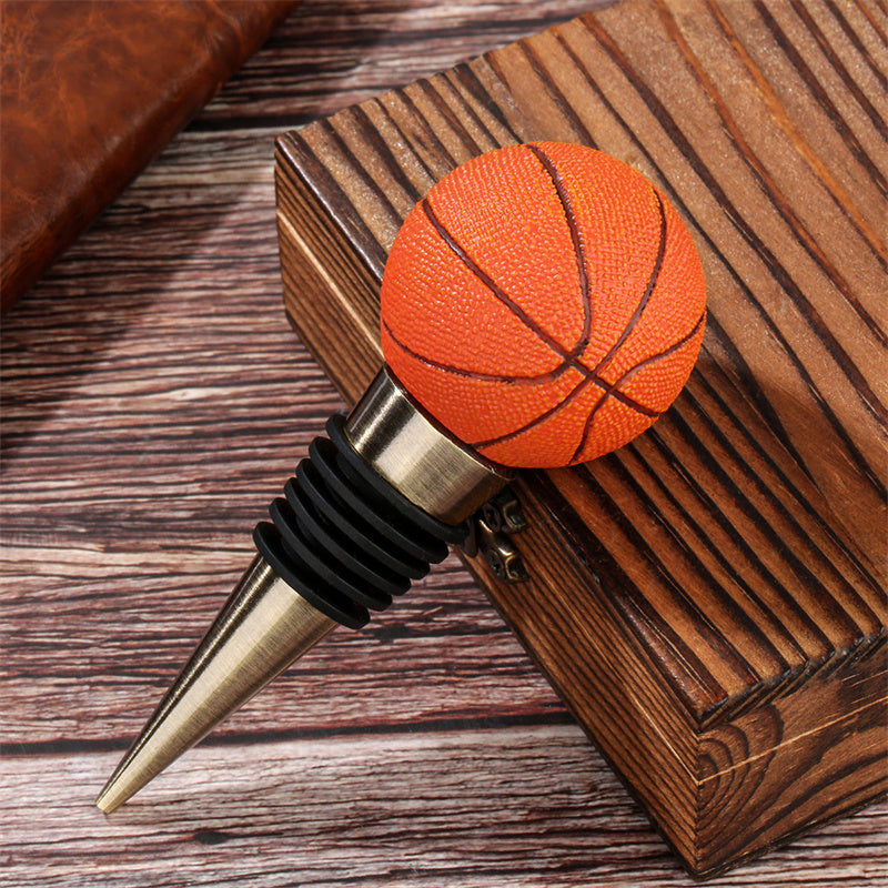 Novelty basketball wine stopper, lifelike ball shaped bottle plug for sports fans and wine lovers