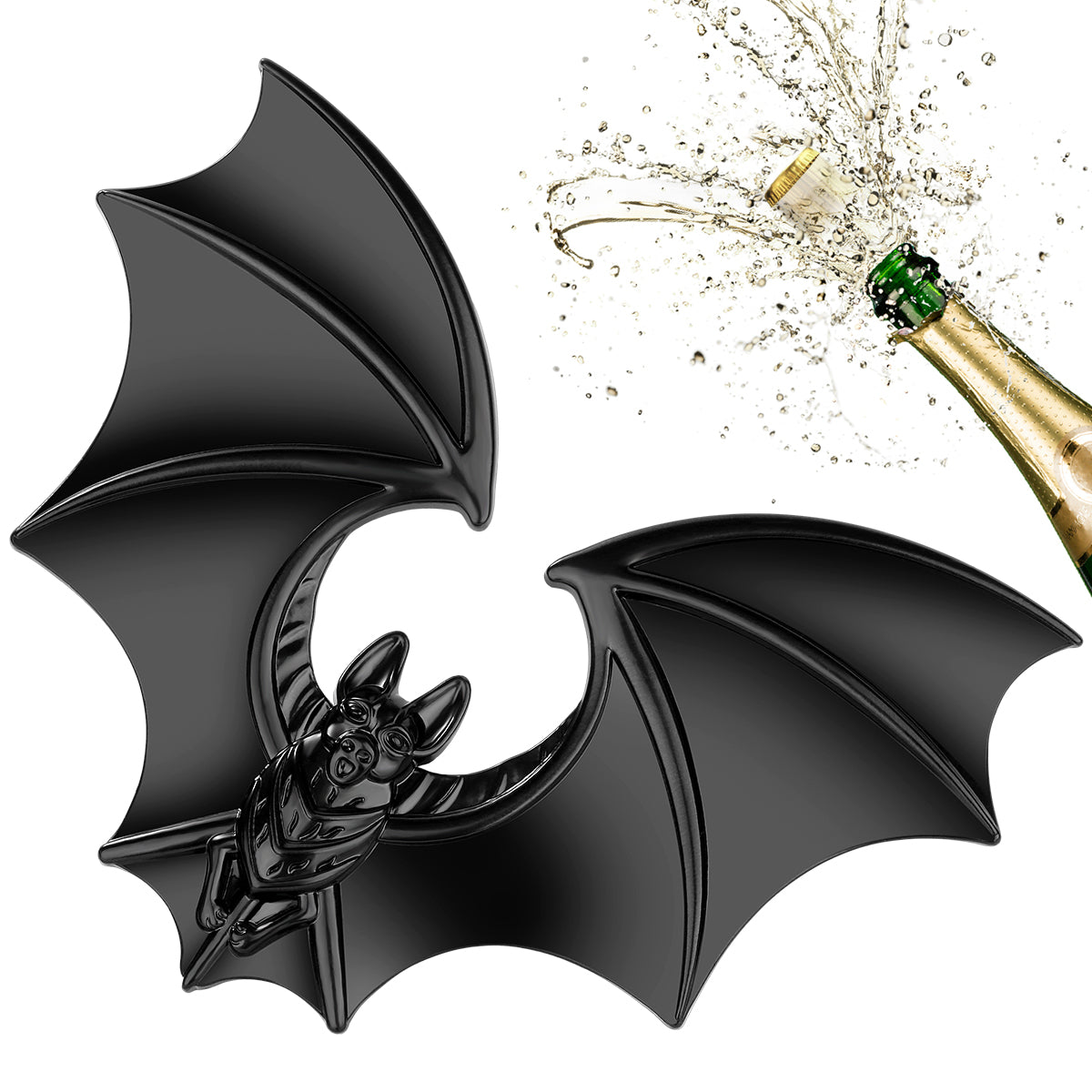 Novelty bat bottle opener in matte black, perfect gift for gothic lovers and beer enthusiasts