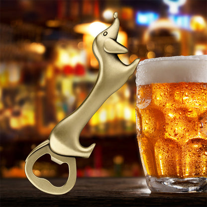 Novelty dachshund bottle opener in antique silver, perfect gift for dog lovers and beer enthusiasts