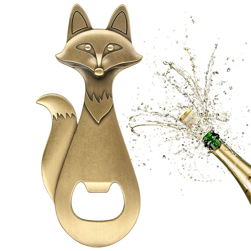 Novelty fox bottle opener in antique bronze, perfect gift for animal lovers and beer enthusiasts