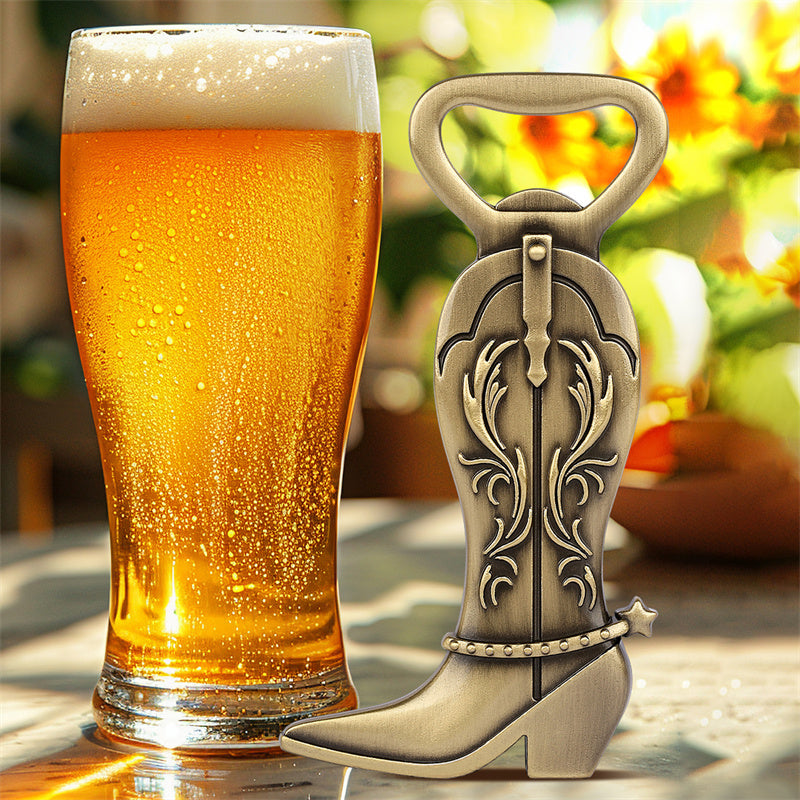 Novelty western boot bottle opener, decorative metal cap remover for gifts