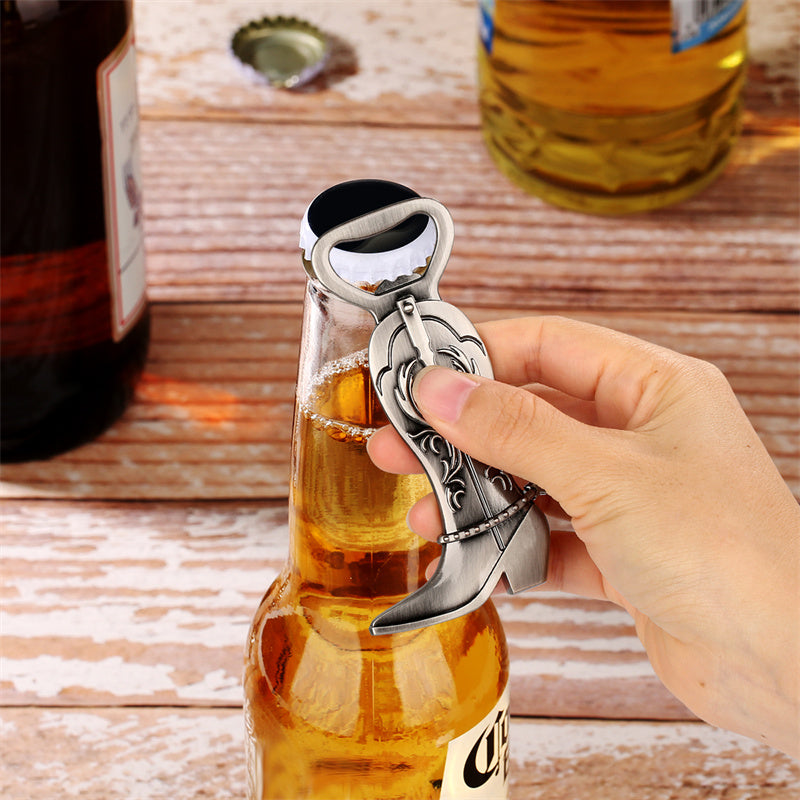 Party beer bottle opener, portable metal tool for gatherings