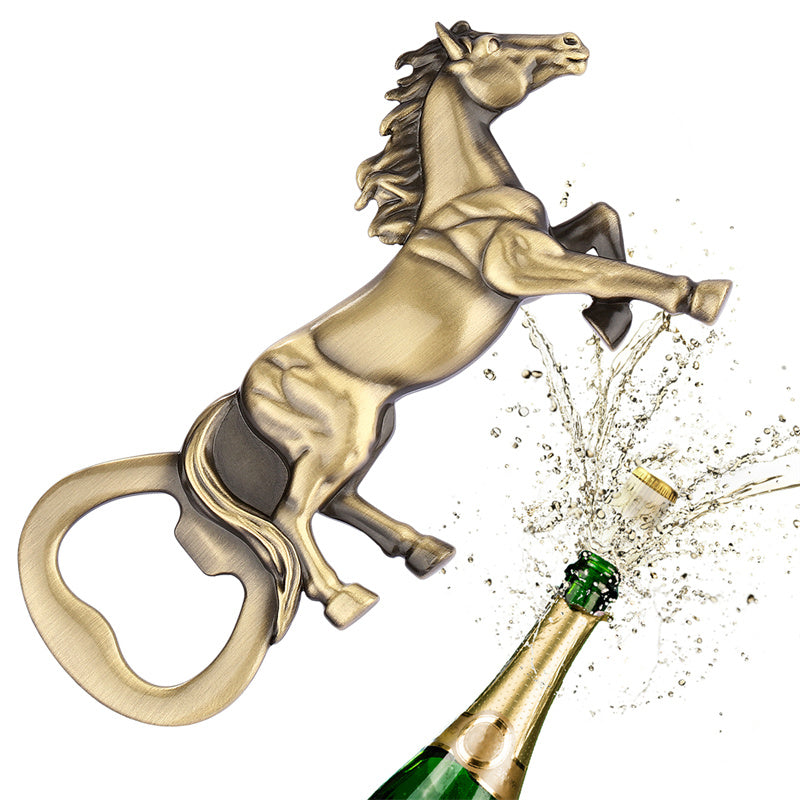Portable horse shape beer bottle opener, retro metal barware accessory for kitchen and party