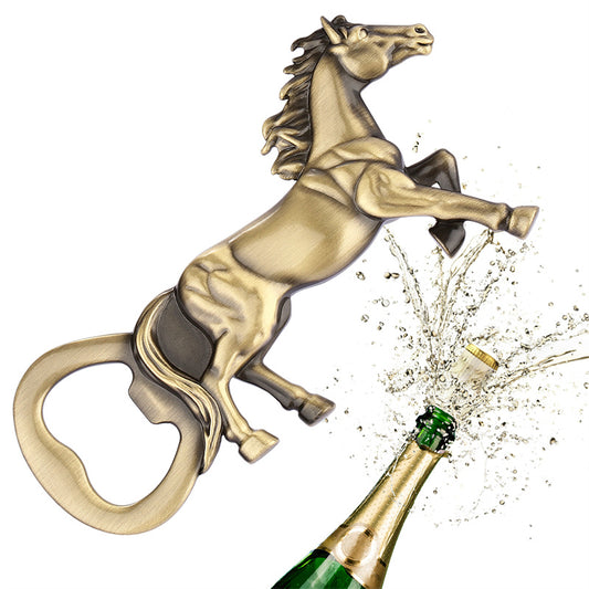 Portable horse shape beer bottle opener, retro metal barware accessory for kitchen and party