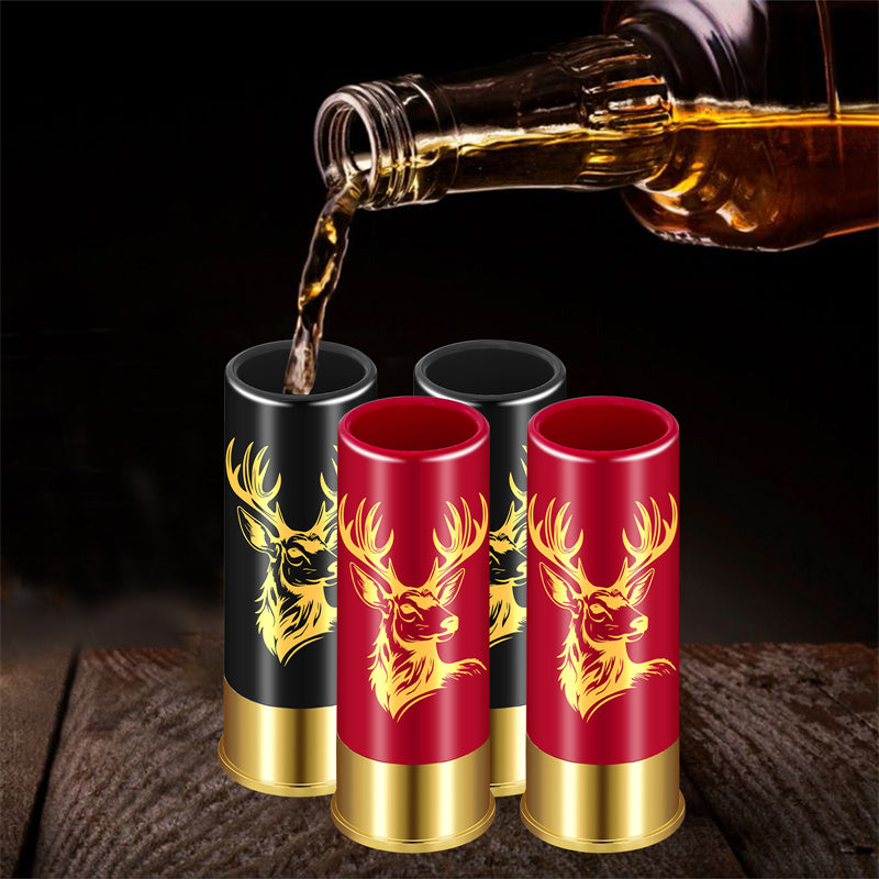 Premium deer shot glass gift set, complete with elegant black packaging for hunters and outdoorsmen