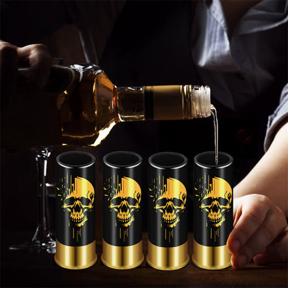 Red black skull shot glasses, durable bullet-shaped drinking glasses for home bar