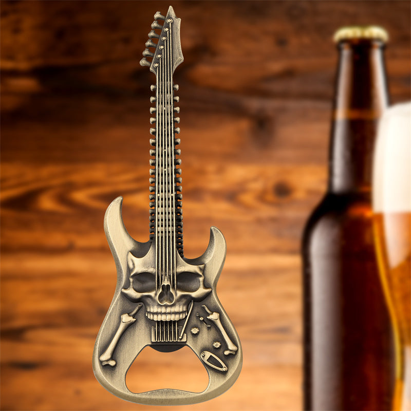 Rock Theme Skull Guitar Bottle Opener for Bar Decor & Gifts
