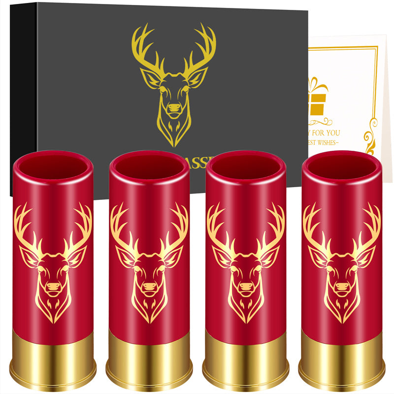 Shotgun Shell Shot Glasses Set, Deer Head, Hunting Gifts for Men