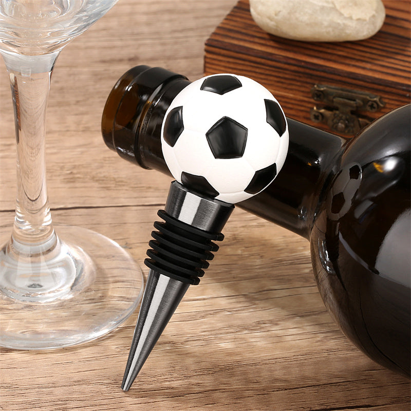 Soccer ball wine bottle stopper, realistic football-themed wine preserver with airtight silicone seal