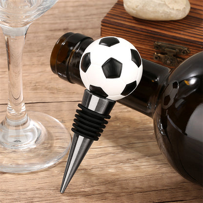 Soccer ball wine bottle stopper, realistic football-themed wine preserver with airtight silicone seal