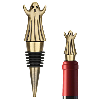 Vintage-style ghost wine stopper, durable metal wine preserver with airtight silicone seal