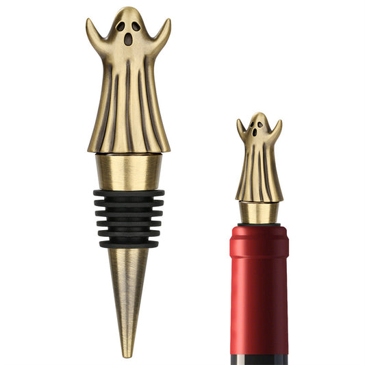 Vintage-style ghost wine stopper, durable metal wine preserver with airtight silicone seal