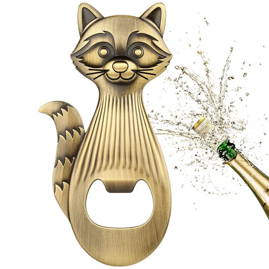 Vintage Raccoon Shaped Bottle Opener, Cute Animal Beer Opener for Bar Kitchen Gift
