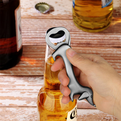 Vintage bronze dachshund beer opener, heavy-duty metal construction for home bar use