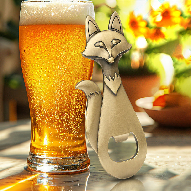 Vintage fox beer opener, heavy-duty metal construction for home bar use