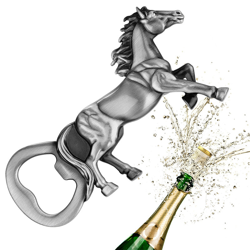 Vintage horse shape metal bottle opener, heavy duty beer bottle cap remover for home bar