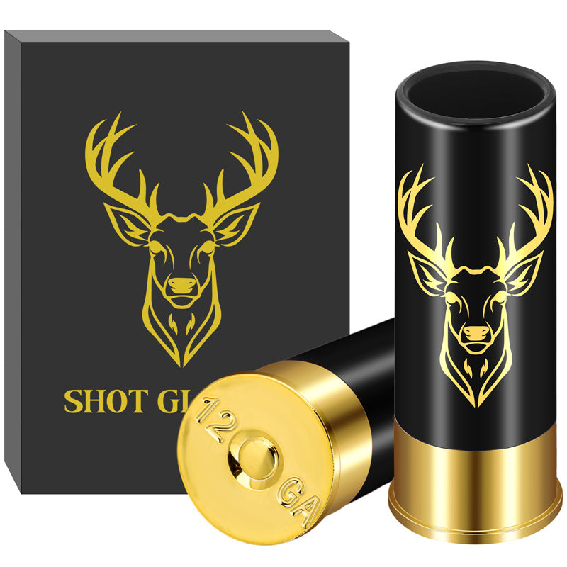 2pcs Deer Head Plastic Shot Glasses, Small Bullet Shot Cups for Whiskey Vodka Liquor,12GA Shot Glasses for Wedding Party Gifts