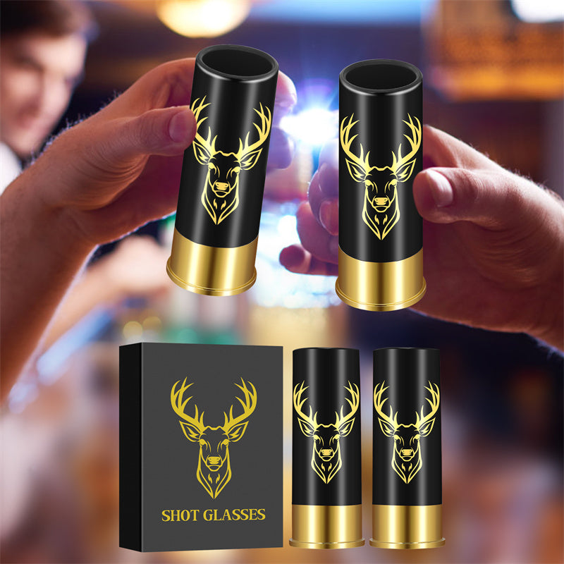 2pcs Deer Head Plastic Shot Glasses, Small Bullet Shot Cups for Whiskey Vodka Liquor,12GA Shot Glasses for Wedding Party Gifts