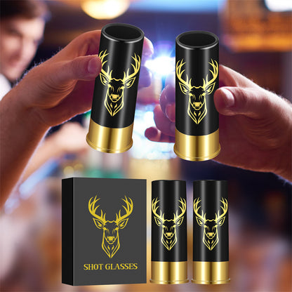 2pcs Deer Head Plastic Shot Glasses, Small Bullet Shot Cups for Whiskey Vodka Liquor,12GA Shot Glasses for Wedding Party Gifts