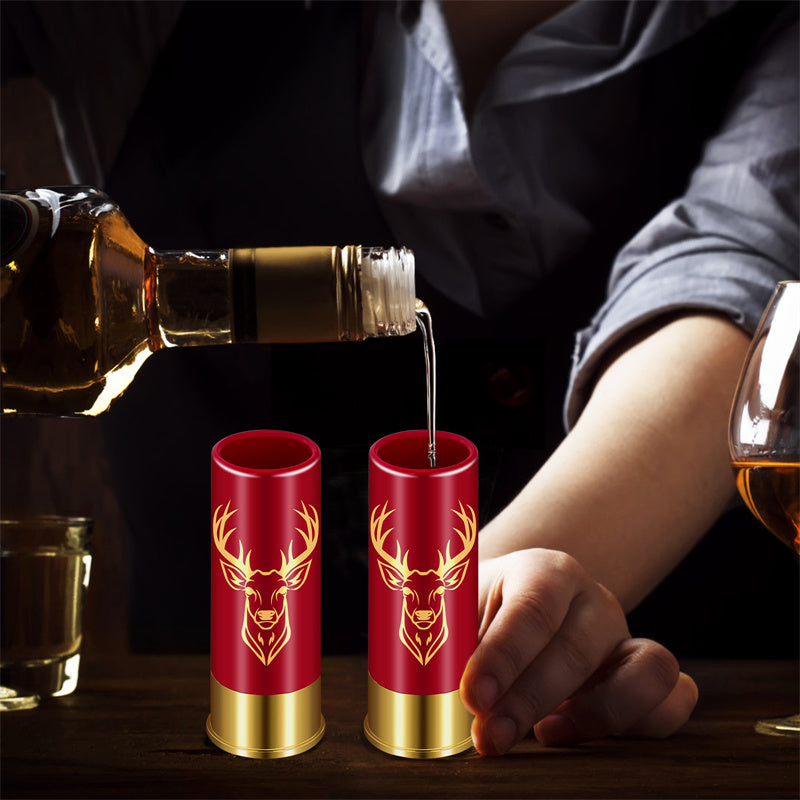 2pcs Deer Head Plastic Shot Glasses, Small Bullet Shot Cups for Whiskey Vodka Liquor,12GA Shot Glasses for Wedding Party Gifts