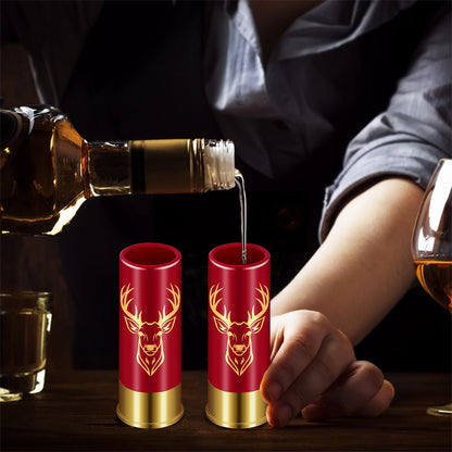2pcs Deer Head Plastic Shot Glasses, Small Bullet Shot Cups for Whiskey Vodka Liquor,12GA Shot Glasses for Wedding Party Gifts