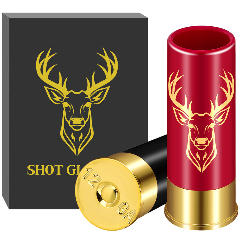 2pcs Deer Head Plastic Shot Glasses, Small Bullet Shot Cups for Whiskey Vodka Liquor,12GA Shot Glasses for Wedding Party Gifts