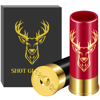 2pcs Deer Head Plastic Shot Glasses, Small Bullet Shot Cups for Whiskey Vodka Liquor,12GA Shot Glasses for Wedding Party Gifts
