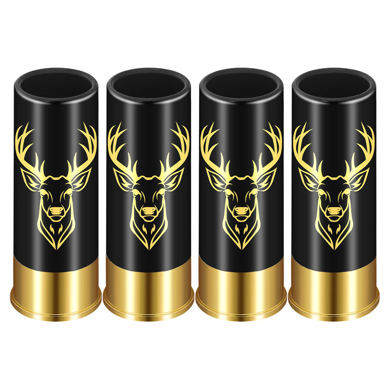Plastic Shot Glasses Set of 4, 12GA Small Bullet Shot Cups ,Whiskey Glasses with Deer Head, Premium Gift Box for Men, Dad, Hunter, Groomsmen