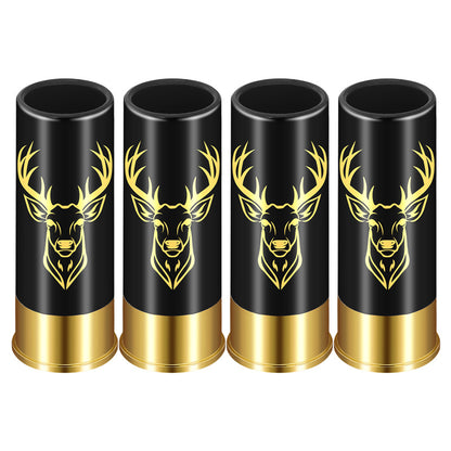 Plastic Shot Glasses Set of 4, 12GA Small Bullet Shot Cups ,Whiskey Glasses with Deer Head, Premium Gift Box for Men, Dad, Hunter, Groomsmen