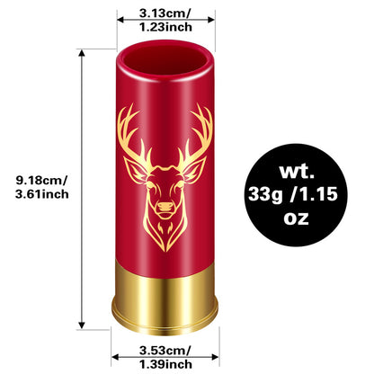 Plastic Shot Glasses Set of 4, 12GA Small Bullet Shot Cups ,Whiskey Glasses with Deer Head, Premium Gift Box for Men, Dad, Hunter, Groomsmen