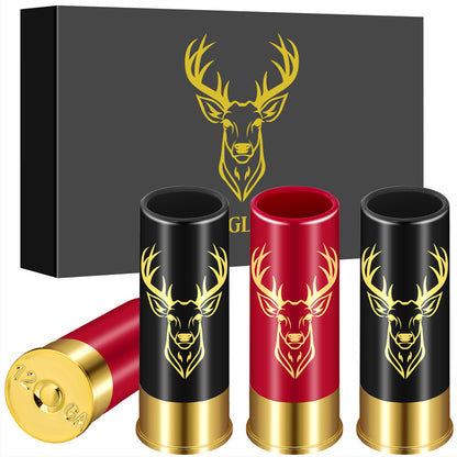 Plastic Shot Glasses Set of 4, 12GA Small Bullet Shot Cups ,Whiskey Glasses with Deer Head, Premium Gift Box for Men, Dad, Hunter, Groomsmen