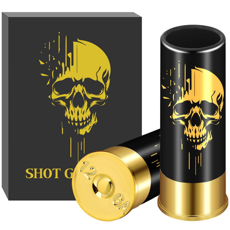 Skull Plastic Shot Glasses Bulk Set of 2 12GA Small Bullet Shot Cups for Whiskey Tequila Vodka Liquor Halloween Gift
