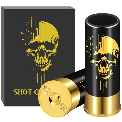 Skull Plastic Shot Glasses Bulk Set of 2 12GA Small Bullet Shot Cups for Whiskey Tequila Vodka Liquor Halloween Gift