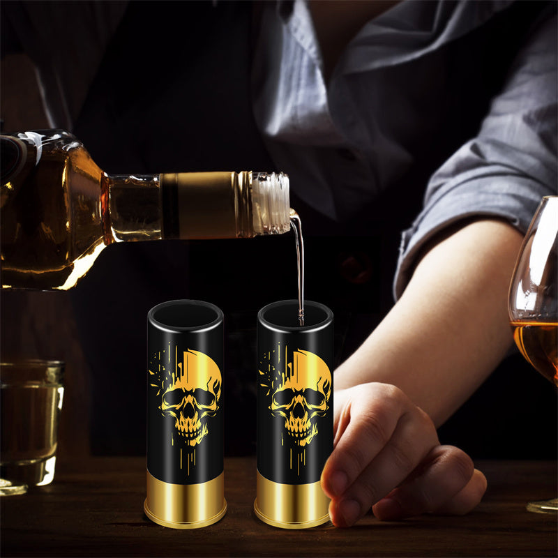Skull Plastic Shot Glasses Bulk Set of 2 12GA Small Bullet Shot Cups for Whiskey Tequila Vodka Liquor Halloween Gift