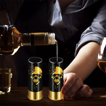Skull Plastic Shot Glasses Bulk Set of 2 12GA Small Bullet Shot Cups for Whiskey Tequila Vodka Liquor Halloween Gift