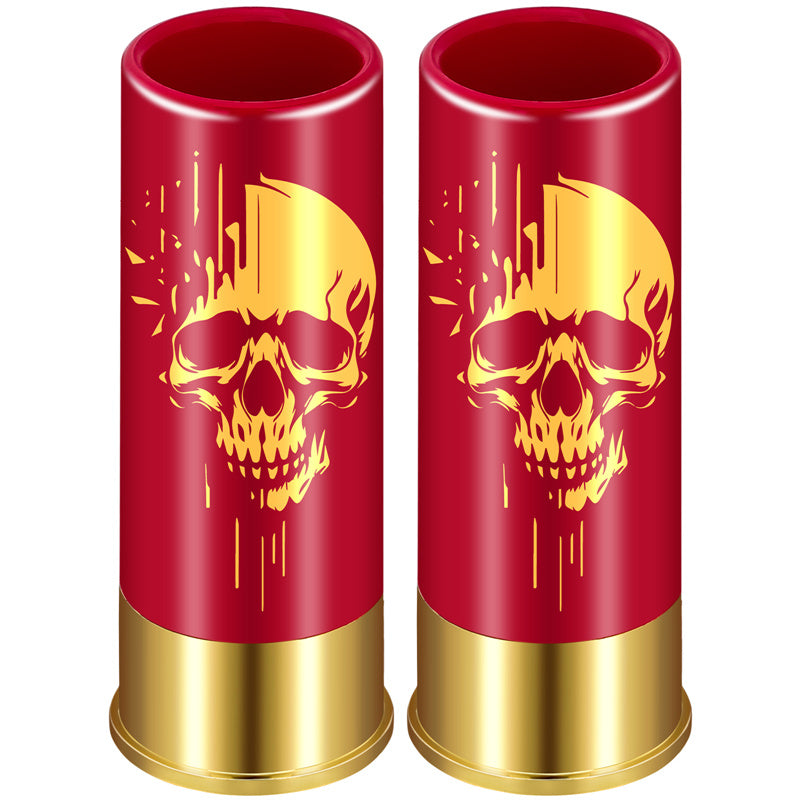 Skull Plastic Shot Glasses Bulk Set of 2 12GA Small Bullet Shot Cups for Whiskey Tequila Vodka Liquor Halloween Gift