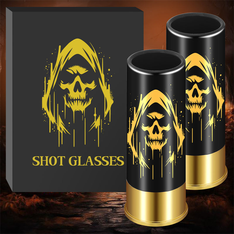 2pcs/set Skull with Hat Plastic Shot Glasses,45ml/1.5oz 12GA Small Shot Cups, Novelty Barware for Whiskey Tequila, Unique Halloween Gift