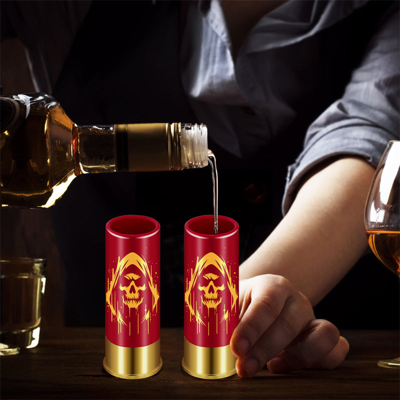 2pcs/set Skull with Hat Plastic Shot Glasses,45ml/1.5oz 12GA Small Shot Cups, Novelty Barware for Whiskey Tequila, Unique Halloween Gift