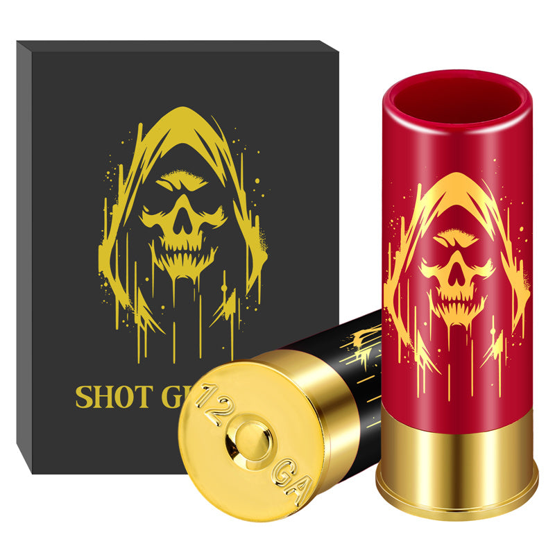 2pcs/set Skull with Hat Plastic Shot Glasses,45ml/1.5oz 12GA Small Shot Cups, Novelty Barware for Whiskey Tequila, Unique Halloween Gift