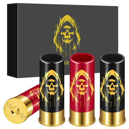 Plastic Skull Shot Glasses,4pcs/set 12GA Small Shot Cups with Gift Box, Gothic Bullet Shaped Drinking Glasses for Halloween