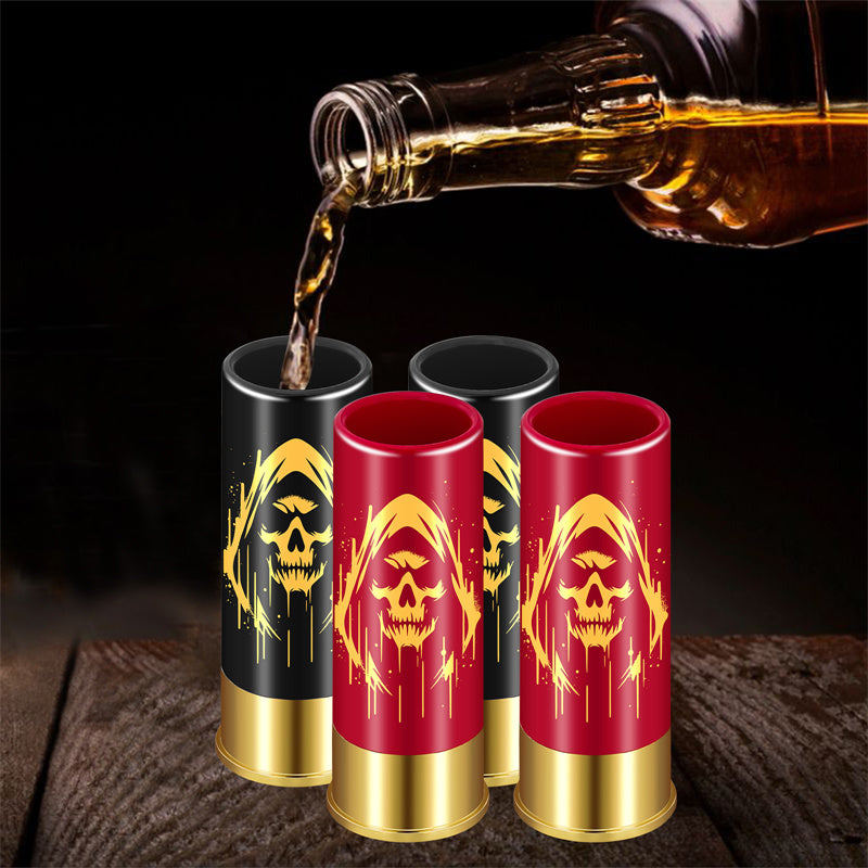 Plastic Skull Shot Glasses,4pcs/set 12GA Small Shot Cups with Gift Box, Gothic Bullet Shaped Drinking Glasses for Halloween