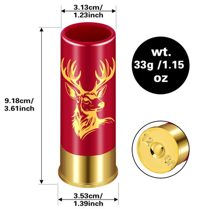 2pcs 12GA Plastic Bullet Shot Glasses Set with Deer Head Print -45ml Small Shot Cups for Whiskey Tequila Liquor Vodka ,Hunting Themed Novelty Barware Gift for Men