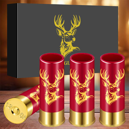 4pcs/set Plastic Deer Head Shot Glasses with Gift Box, 12GA Small Bullet Shot Cups,Perfect Hunting & Birthday Gift for Men and Hunters