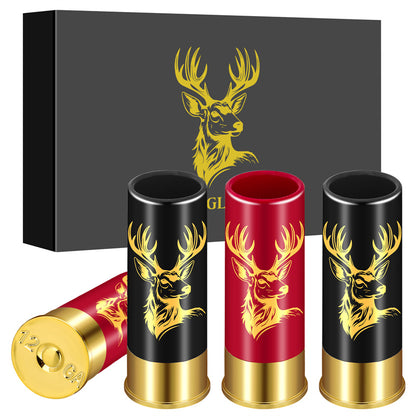 4pcs/set Plastic Deer Head Shot Glasses with Gift Box, 12GA Small Bullet Shot Cups,Perfect Hunting & Birthday Gift for Men and Hunters