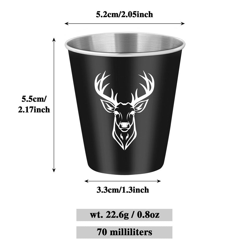 4pcs/set Stainless Steel Deer Head Shot Glasses,Portable Shot Cups for Outdoor Camping, Picnics, and Hunting. Suitable for Kitchen, Restaurant, Bar, and Party Use,Men's Gift Set